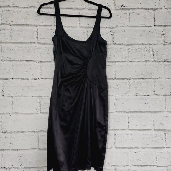 David Meister Dresses & Skirts - David Meister Women's Solid Black Lined Ruched Side Sheath Dress Size 8 LBD